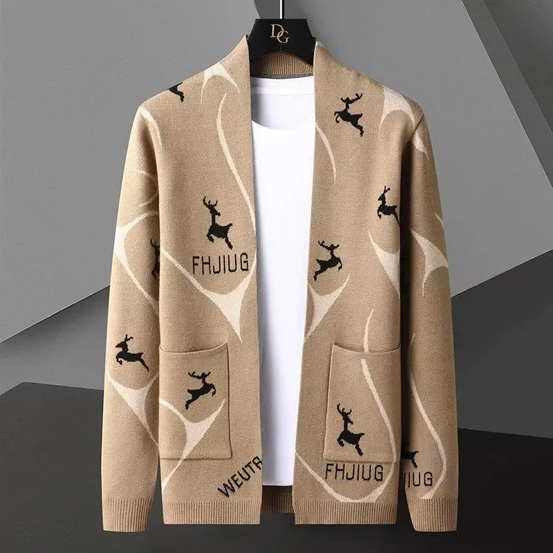 Luxury autumn new men's sweater sweater cardigan fashion handsome casual coat casual jacket trend