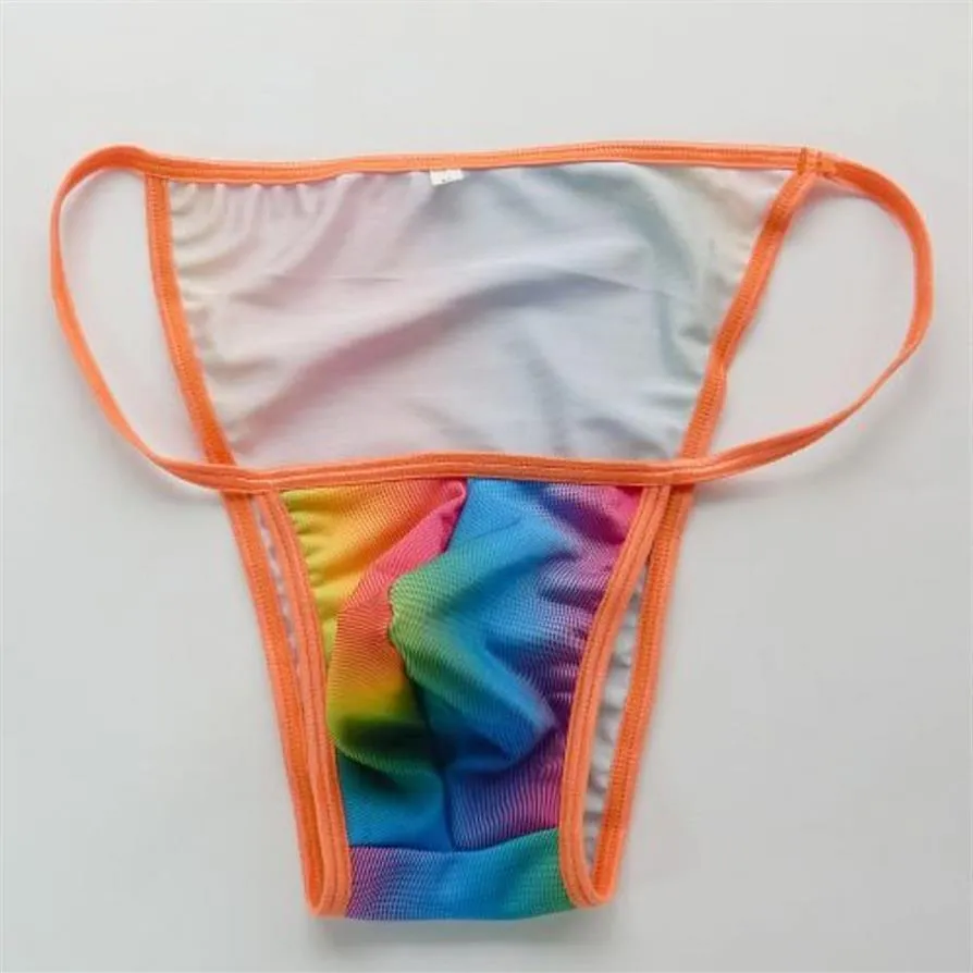 Heren String Bikini Fashional Slipje Ardennen Voorgevormd Zakje G4484 Stretchy Swim heren ondergoed Regenboog kleuren223Y