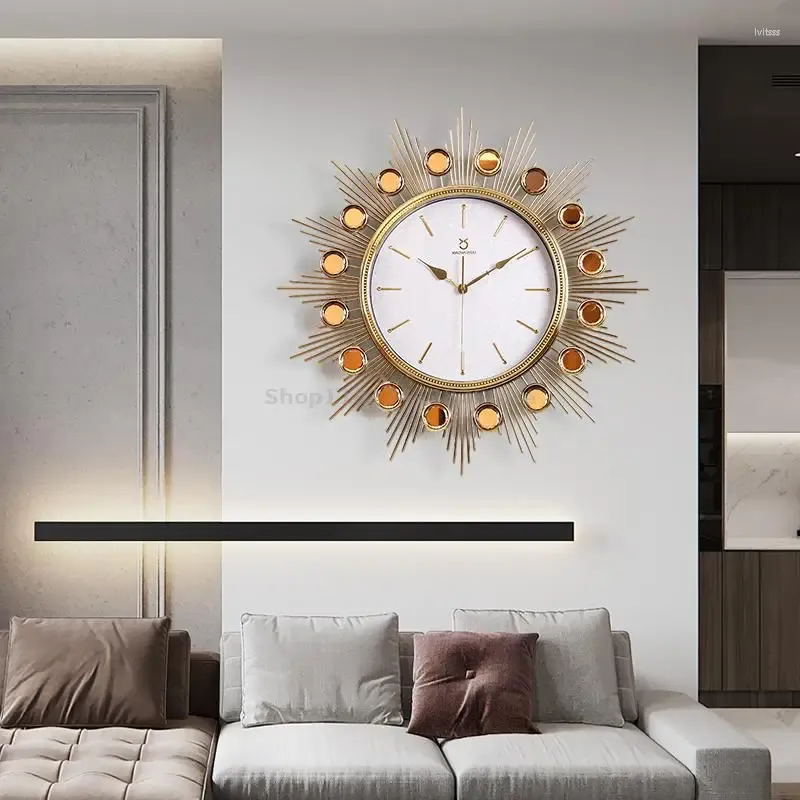 Relógios de parede Design nórdico Relógio de escritório silencioso quarto de luxo minimalista inteligente moderno metal reloj pared criativo quarto decora