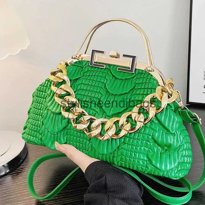 Luxury Green Pleated Nakedvice Cross Body Bag Shoulder Bag With Gold
