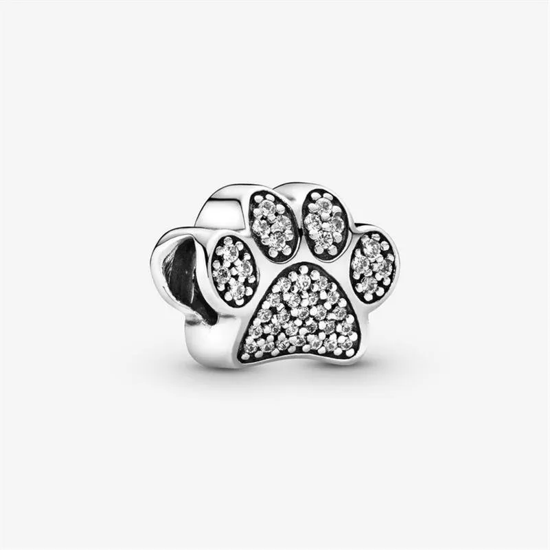 100% 925 Sterling Silver Sparkling Paw Print Charms Fit Original Bracelet à breloques européen Mode Femmes Bijoux de fiançailles de mariage 272C