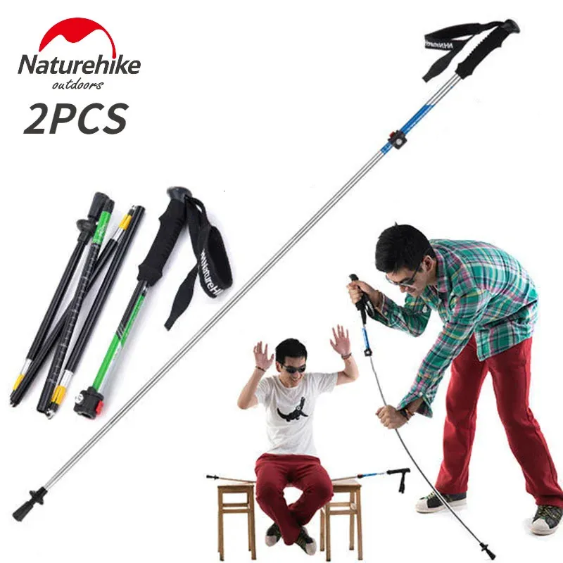 Trekking Poles 2st Ultra-Light Outdoor Walking Sticks EVA Handle 5-sektion Justerbara käppar Trekking Pol Alpenstock Foldbar 231018