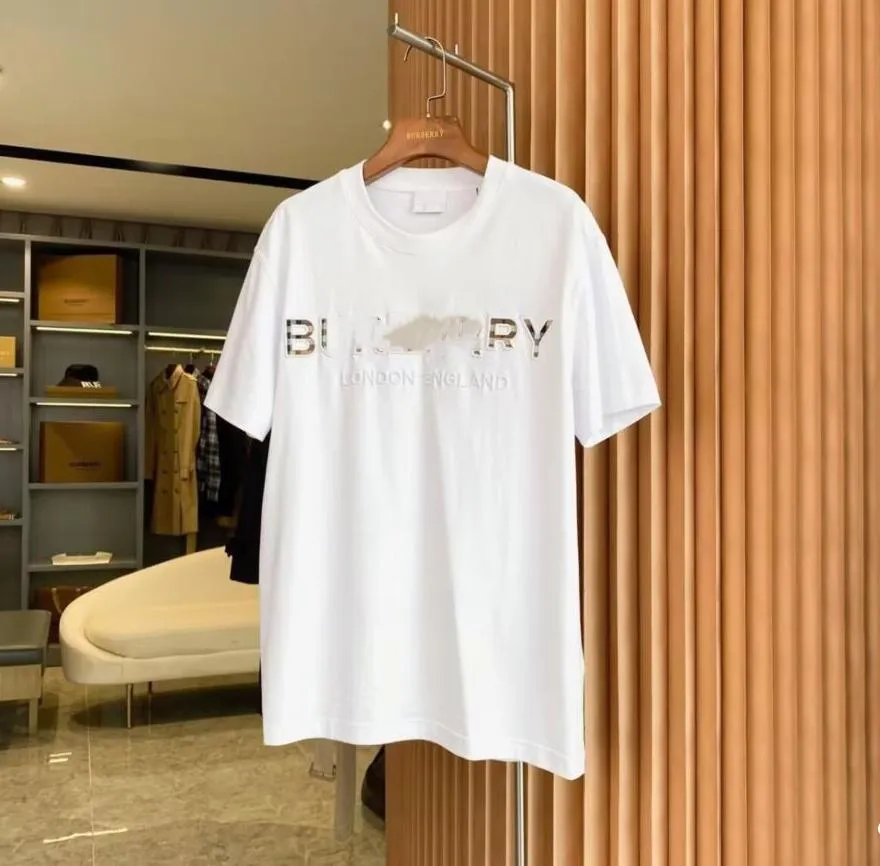 Summer Men's White T-shirts Round Neck broderade London Letters Män kvinnor Slim Fit Black Classic Streetwear Kort ärms t-shirt tee Homme överdimensionerade tshirt 4xl 5xl