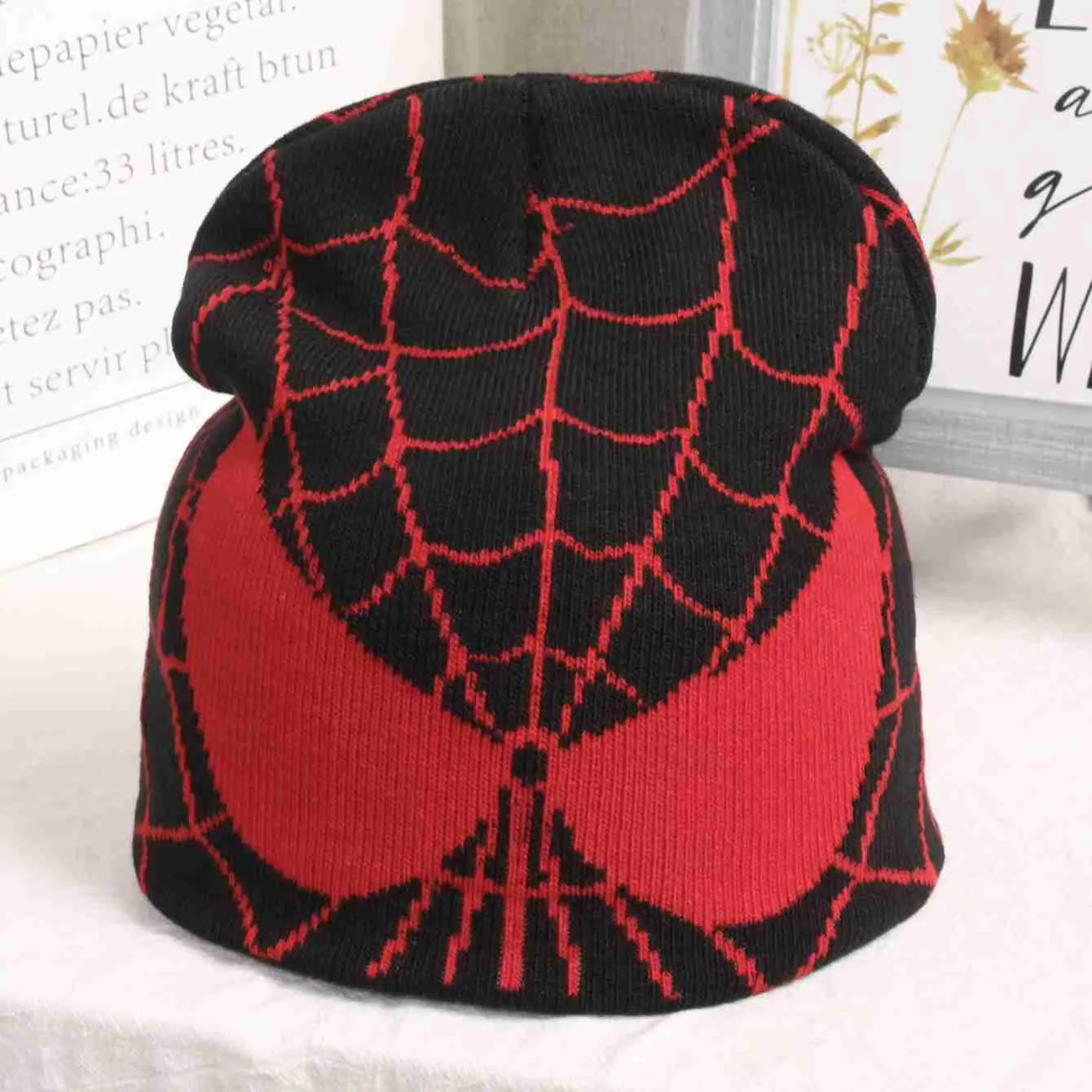 Spider Eye Mesh Knitted Hat Men's and Women's Cartoon Cold Hat Warm Hat Winter Pullover Hat 231015