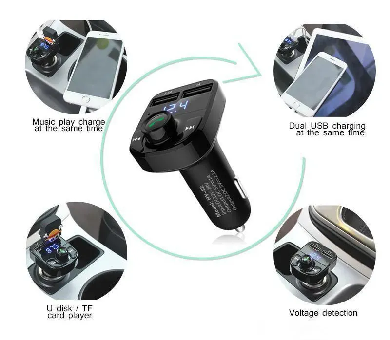 818D 500D X8 FM Transmitter Aux Modulator Bluetooth Handsfree Car Kit Car Audio MP3 Player with 3.1A Quick Charge Dual USB Car  Accessorie FMA