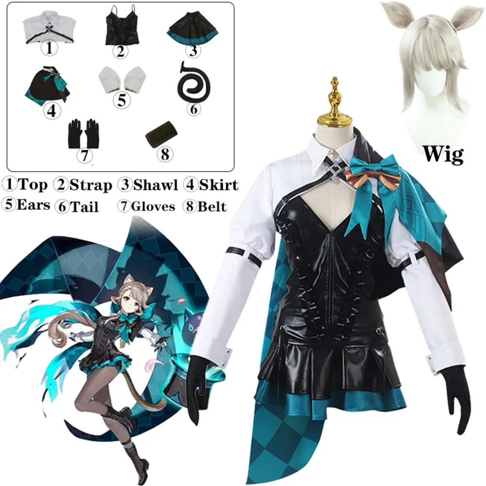 Game Genshin Impact Lynette Halloween Cloak Christmas Carnival Costume Cosplay Kostiumy peruka pełna zestaw dla kobiet dresscorplay