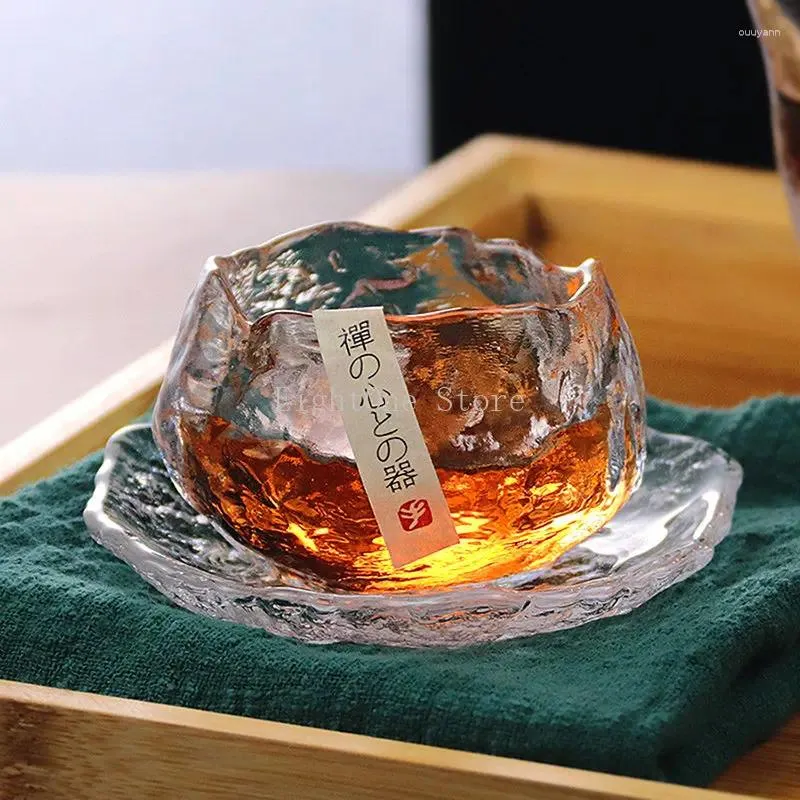 Bicchieri da vino Home Tazza in vetro giapponese Bevanda in cristallo trasparente con motivo a martello Tazza da tè Lusso Wisky Poligono Bordo dorato Bicchieri Copos De Vidro