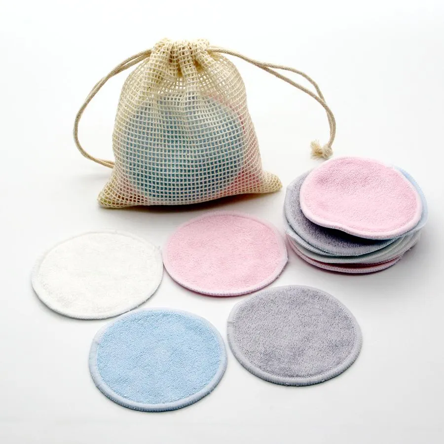 Reusable Bamboo Makeup Remover Pads Washable Rounds Facial Cotton Make Up Removal Cleansing Tools