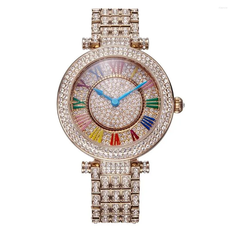 Wristwatches Luxury Davena Lady Woman Wrist Watch Elegant Rhinestone Fashion Hours Crystal Dress Bracelet Party Girl Birthday Gift