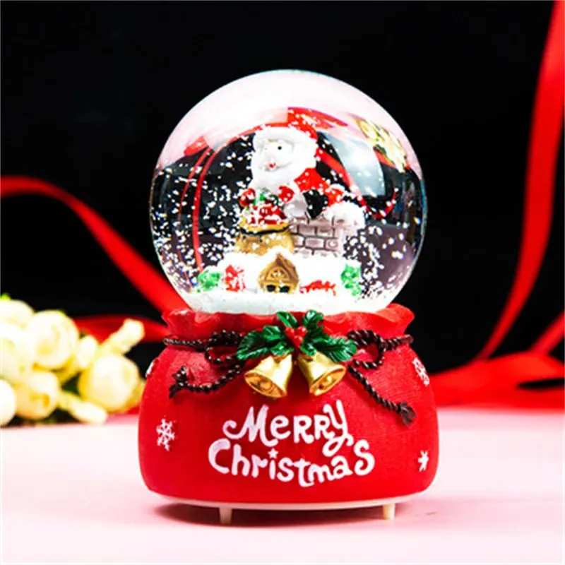 Decorative Objects Figurines Christmas Dream Crystal Ball Ornaments Music Box Romantic Snowflakes Dancing Music Box Girl Princess Child Girl Birthday Gift 231019