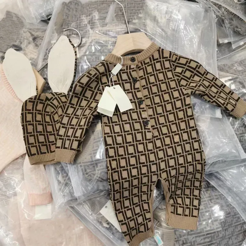 F Newborn Sets Baby Rompers New Born Jumpsuits Designer Brand Girls Boys Clothes Letter Overalls Jumpsuit Kids Bodysuit For Babi 8506