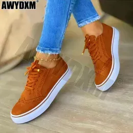 Dress Shoes Platform Loafers Women's Shoes Spring Winter Flats Sport Casual Suede Sneakers Lace Up Plus Size Oxford Mujer Zapatos 231018