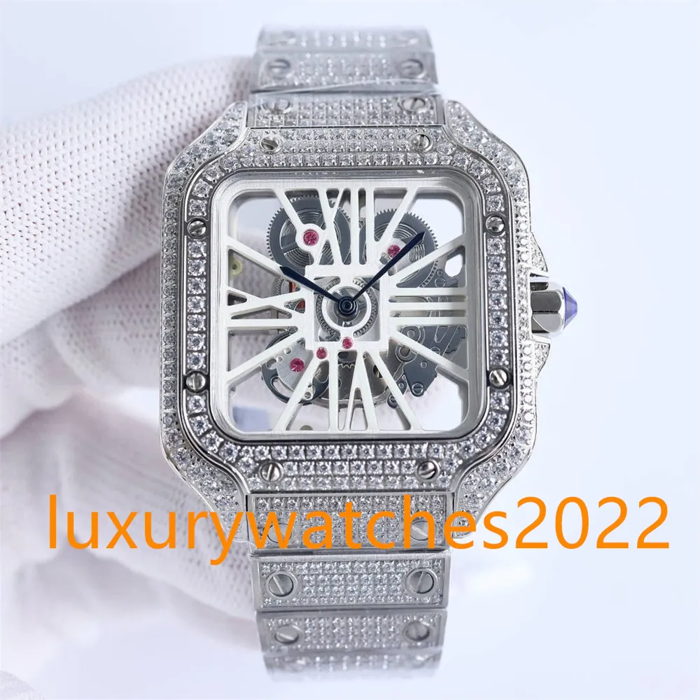 Роскошные мужские часы с бриллиантами, 40 мм, автоматический механический механизм, полое прозрачное сапфировое стекло, наручные часы высшего качества Ice Out