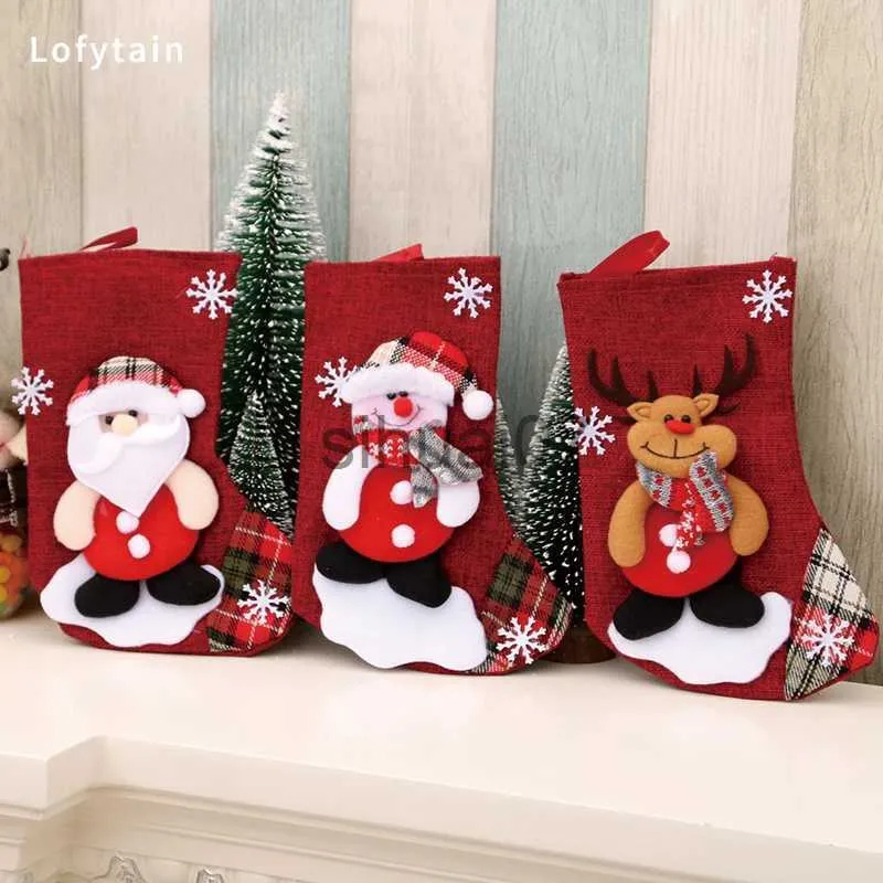 Decorazioni natalizie Lofytain Capodanno Borsa per l'inventario di Natale Regalo di Natale Borsa per caramelle Decorazione natalizia Casa Calzini Navidad Decorazione dell'albero di Natale x1019