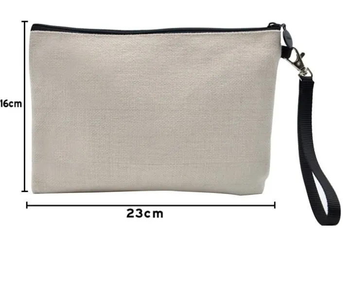 23cmx16cm Sublimation Linen cosmetic bags DIY women blank plain zipper makeup bag phone clutch bag