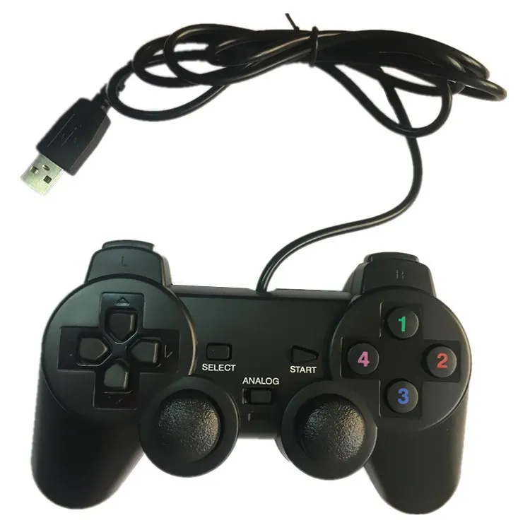 Contrôleur de jeu de manettes de jeu filaire USB PlayStation 2 pour Console PS2 manette double poignée de choc poignée filaire 208USB