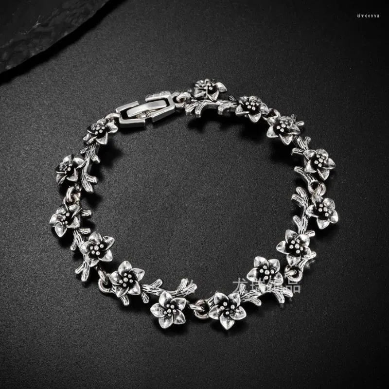 Charm Bracelets 2023 Vintage Silver Color Flower For Woman Men Boho Style Ethnic Bride Bangles Fashion Wedding Jewelry Gifts