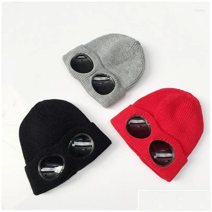 beanie/skull caps beanies 2022 winter glasses hat cp ribbed knit lens beanie street hip hop knitted thick fleece warm for women men