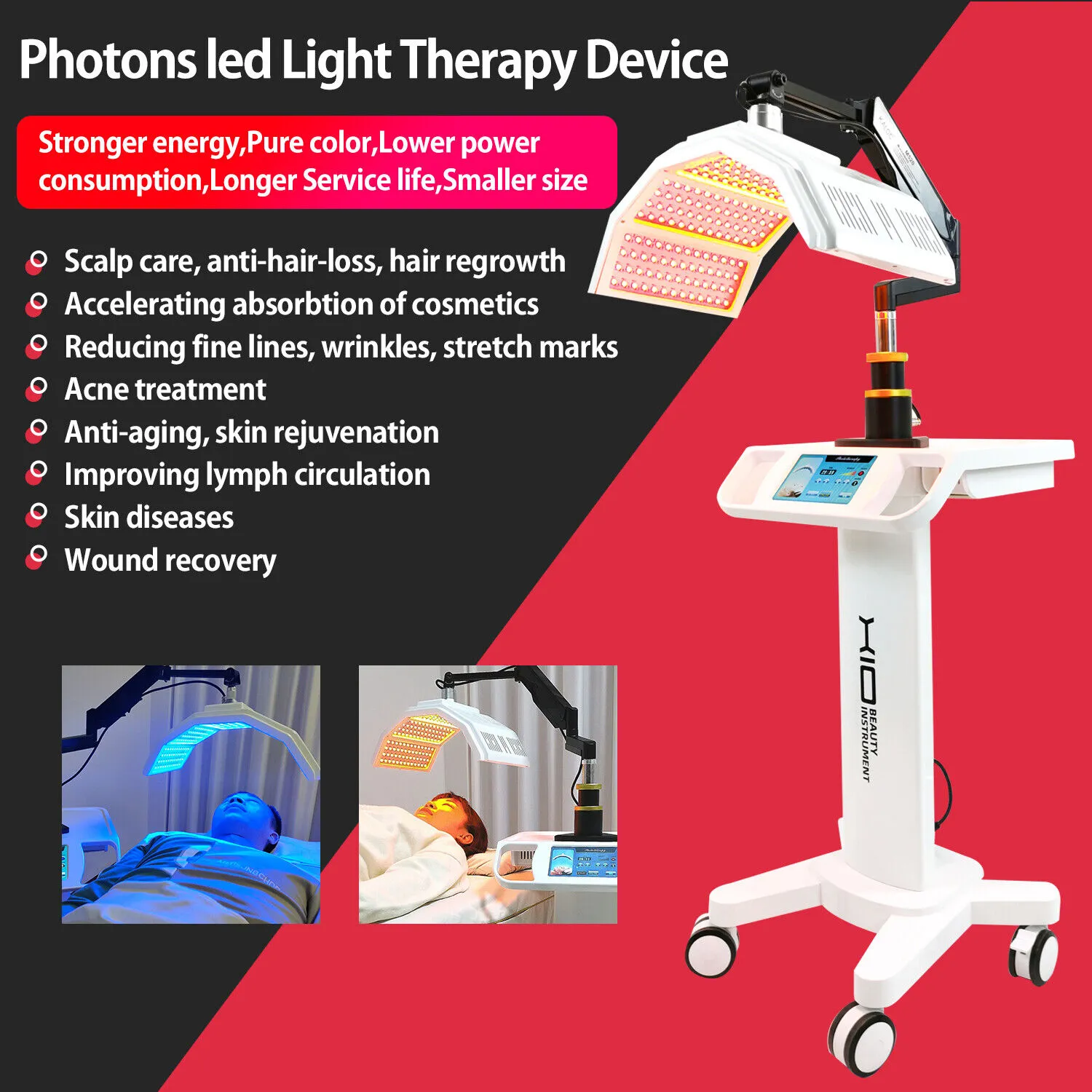 Fototerapia luz led máquina de beleza rejuvenescimento da pele cuidados faciais anti rugas aperto da pele