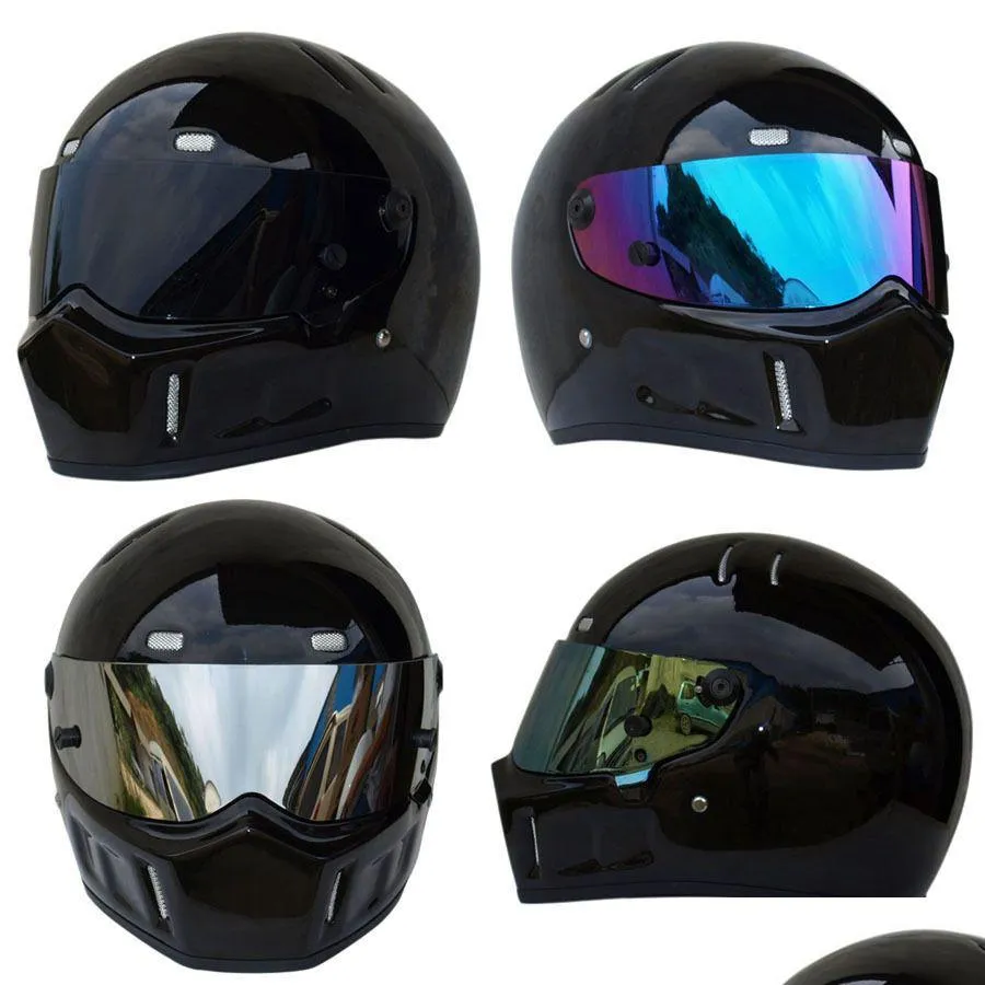 TRICLICKS Sport Motosiklet MX ATV Dirt Bike Kask Parlak Black Street Kart Haydut FL Yüz Kaskları Koruyucu Motokros Damlası