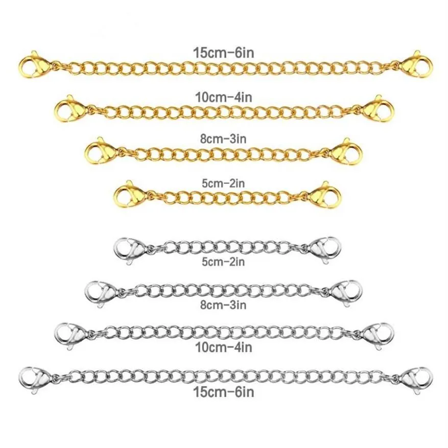 Chains Whole 8pcs lot 316L Plating Extended Chain Necklace Stainless Steel Rolo Gold Color 2 3 4 6 Inch ChainChains299Q