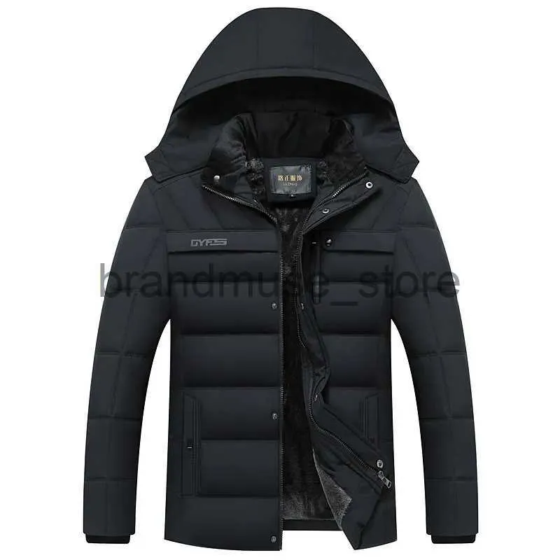 Parkas masculinas para baixo 2023 nova moda velo com capuz casaco de inverno masculino grosso quente jaqueta de inverno à prova de vento presente para pai marido parka j231019