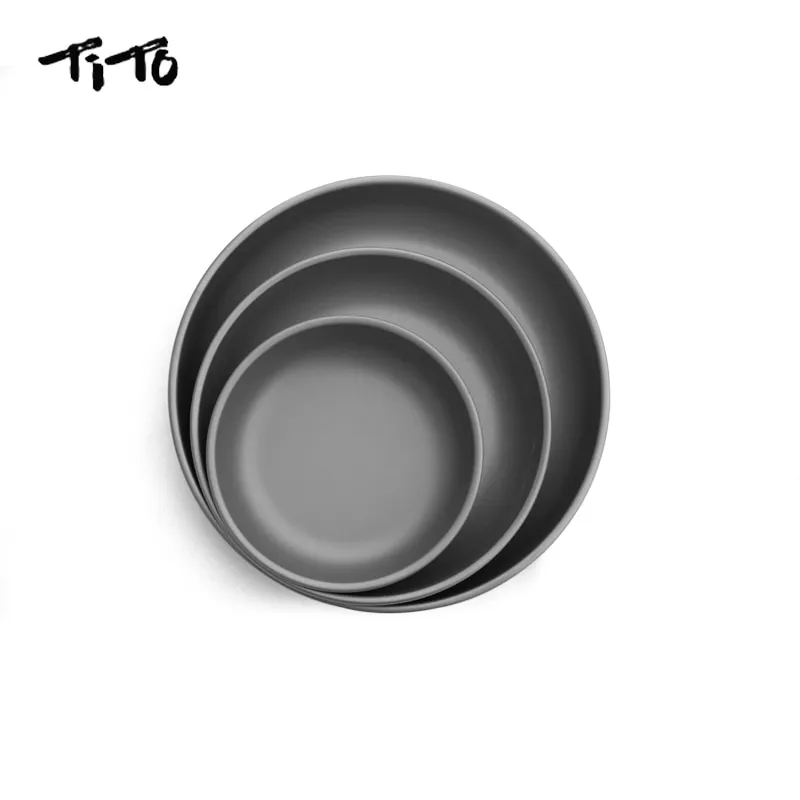 TiTo Lightweight Titanium Plate Dinner Fruit Plate Pan Food Container for Outdoor Camping Hiking Backpacking Picnic BBQ