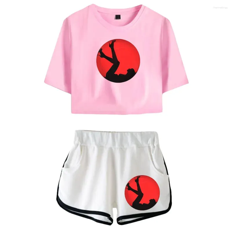 Herrspårar John Summit Musikfans Midriff-Baring Monterade Crop Set Tryckt kort Tshirt Gym Streetwear Pants Women Hawaii