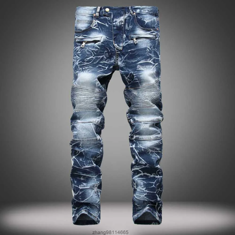 Herren Jeans Jeans Herren Nostalgische Lokomotive Jeans Gerade Röhre Mode Herren Persönlichkeit Hosen Empfehlen Sie den Preis des Großhandelspreises