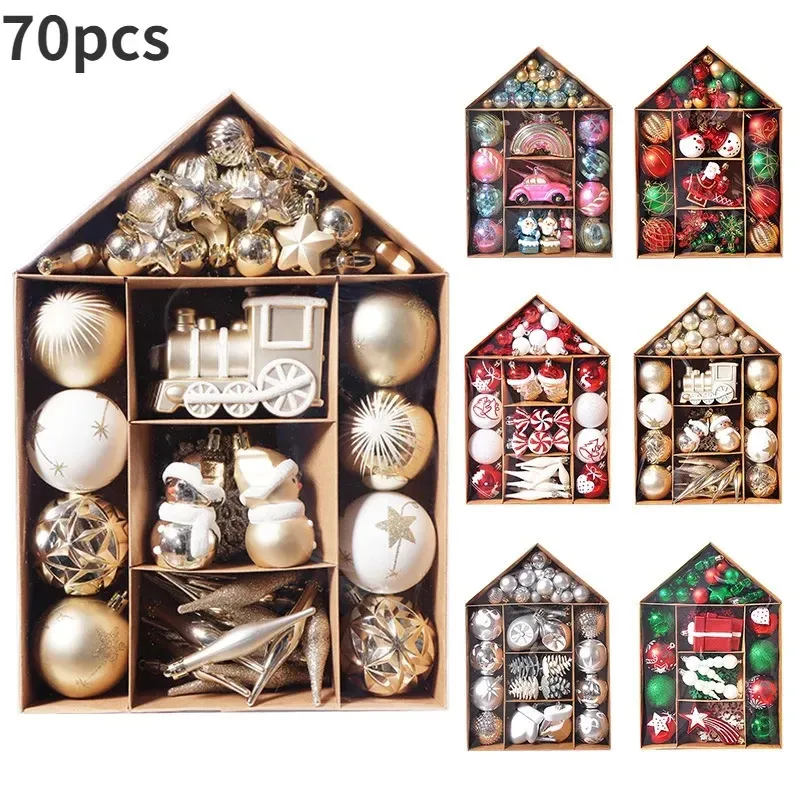 Kerstversiering 70-delig Kerstbal Ornamenten Set Kerstboom Hangende Hangers Thuis 2024 Jaar Geschenken Decoratiebenodigdheden Navidad Noel 231019