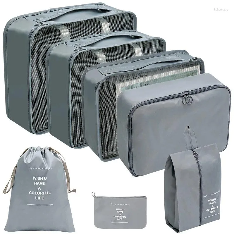 Sacos cosméticos de alta qualidade moda para fácil viagem saco de armazenamento conjunto de 7 peças 8 peças de grande capacidade bagagem e classificação de roupas