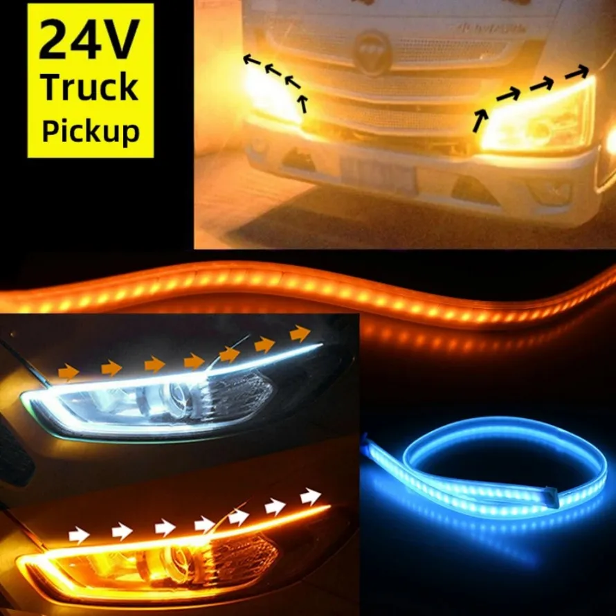 2PCS Ultra Thin Bright Strip DC 24V DRL LAMP Time Time Running Lamping LAMP للسيارات AUTO SID