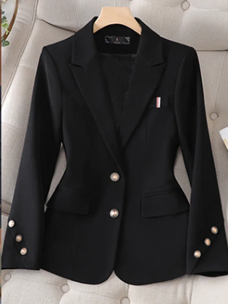 女性のスーツY2Kロングスリーブビジネスワークウェアウーマンブレザーレディースブラックカーキレッドソリッド女性スリムフォーマルジャケット秋の冬