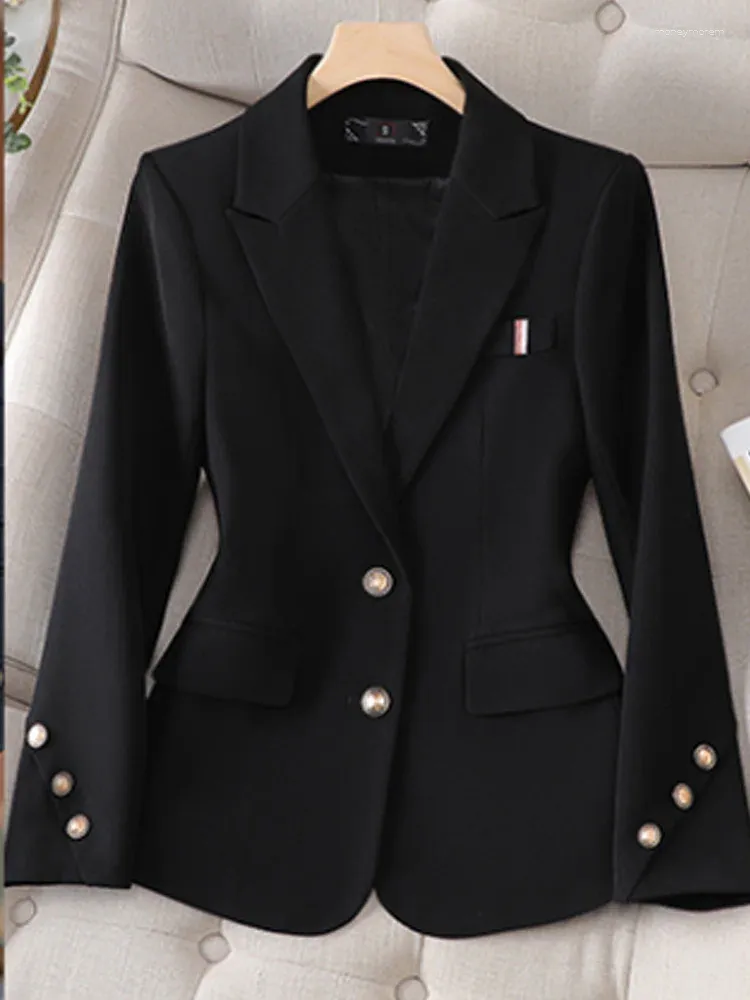 Trajes de mujer Y2K Ropa de trabajo de negocios de manga larga Blazer para mujer Damas Negro Caqui Rojo Sólido Mujer Chaqueta formal delgada para otoño invierno