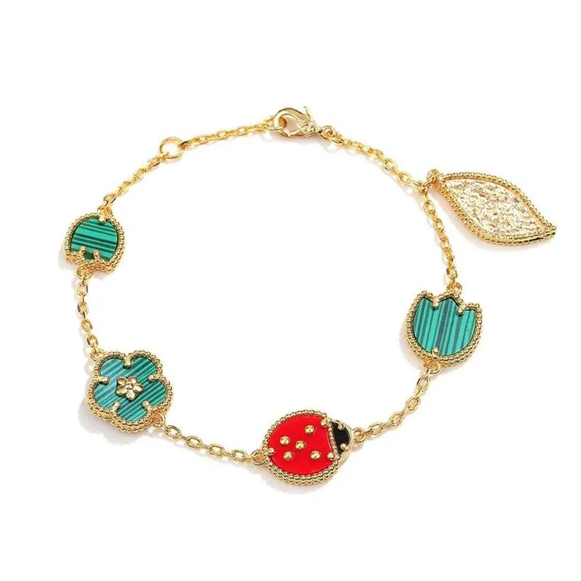 2021 Romatiska kvinnor Fashion Shell Lucky Spring Flower Ladybug Fauna Design Luxury Smart Armband Wedding Jewelry269R