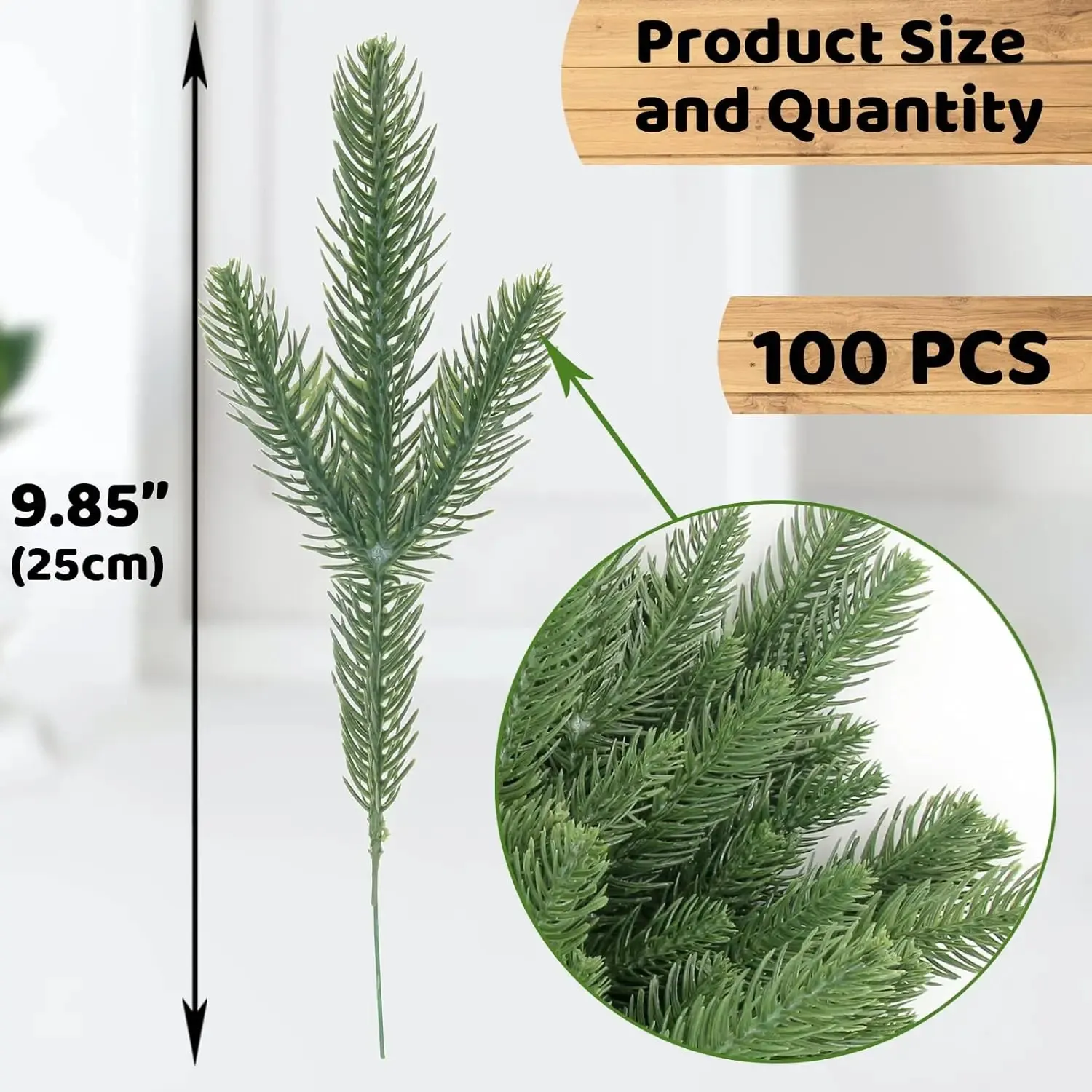 50 Rametti Di Pino Artificiale Verde 6 Cm - Decorazioni Natalizie Per Ghirlande, Centrotavola E Craft