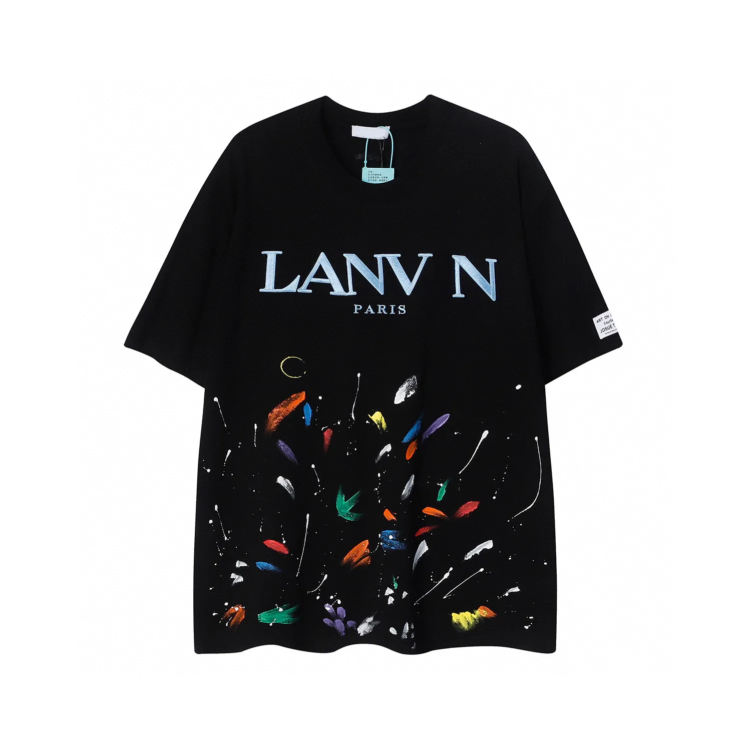 TS Designer Lanvin Men's Plus Tees Polos T-shirts Round Coul Broidered and Printed Polar Style Summer With Street Pure Cotton Unisexe S Lanvis T 96E