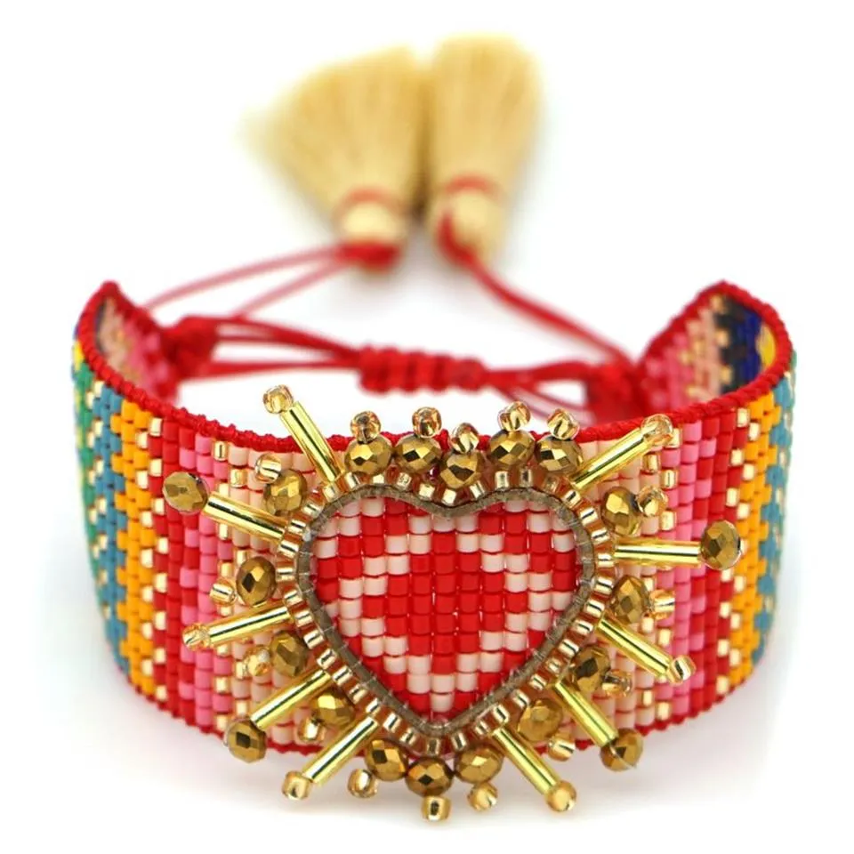 Go2boho MIYUKI 3D coeur Bracelet bohème Bracelets Pulseras Mujer Moda 2019 femmes brassard bijoux Boho Chic fait à la main métier à tisser perles C180A