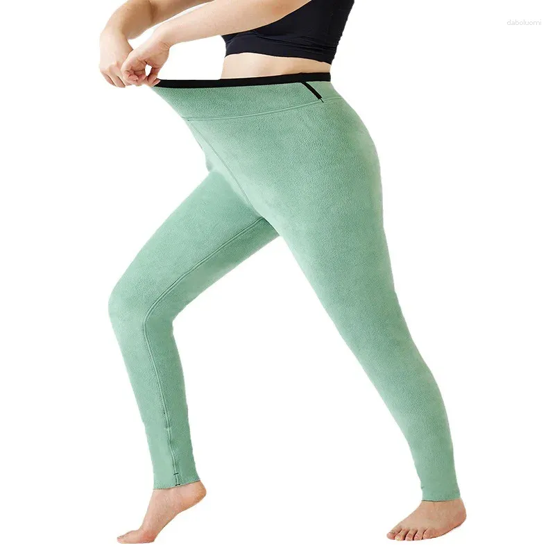 Kvinnors leggings överdimensionerade kvinnor vinter varmt hög midja stretch förtjockar svart blyerts yoga byxor mager fleece fitness byxor y001