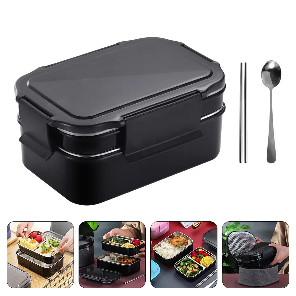 Bento lådor rostfritt stål termisk isolerad låda bento lunchfack containrar metall snacks stapel container för arbetsskola 231013