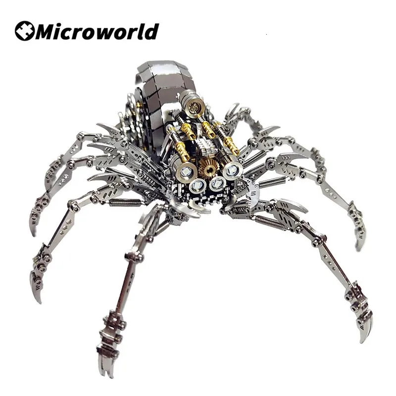 Acessórios de casa de boneca Microworld 3D Metal Puzzle Animal Spider King Plus Versão Modelo Jigsaw DIY Kits de montagem Presentes de aniversário para adolescentes adultos 231019