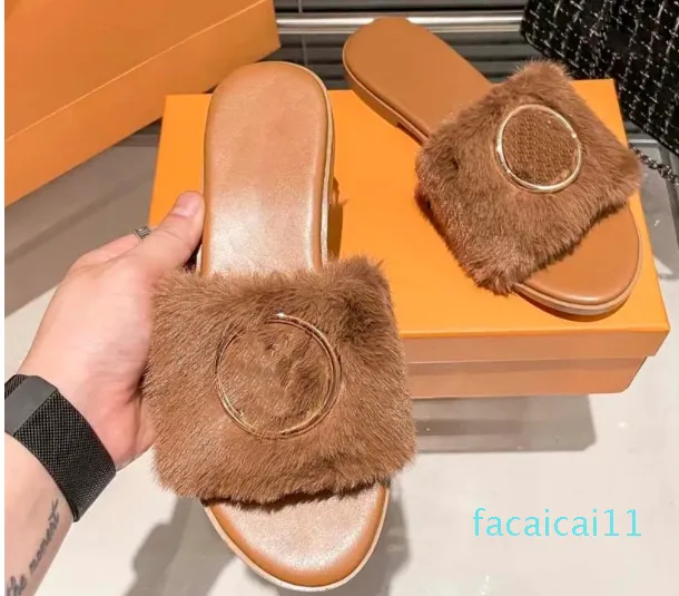 vinter män ull tofflor princeton loafers klassisk designer lat platt baotou flip flops lady glides mocka brev kohud metall män med päls kvinnor skor