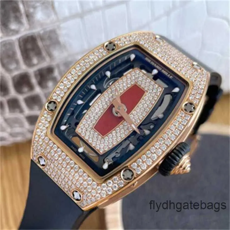 Automatisch opwindbaar, gekleurde RIchars Y automatisch mechanisch polshorloge Swiss Seires Red Lip Sky Star Damesserie RM0701 18K roségoud Originele diamantnaam F0GQ