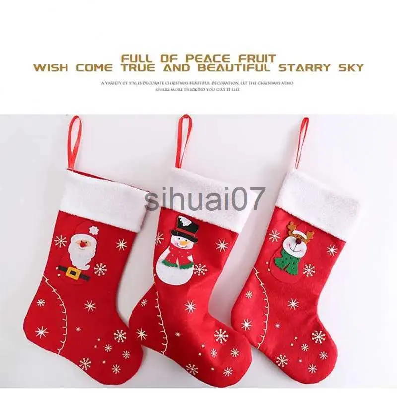 Dekoracje świąteczne Dekoracja choinki dziecięca torba na cukierki Snowman Deer Pocket Fabric Święty Mikołaj Claus Deer Socks Pendant Fabric Dekoracja domu x1019