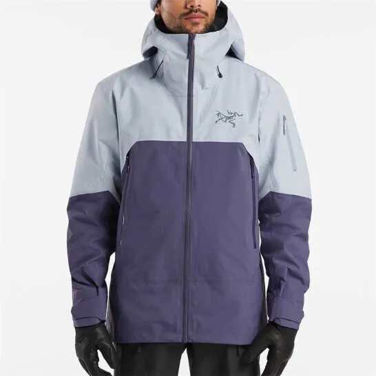 Arcterys Hardshell Jacket Zeta Sl Vêtements de sport de plein air pour hommes Charge Coat Rush Imperméable Chaud Respirant Soft Shell Coupe-vent Ski Gris Violet Lucent/multiverse