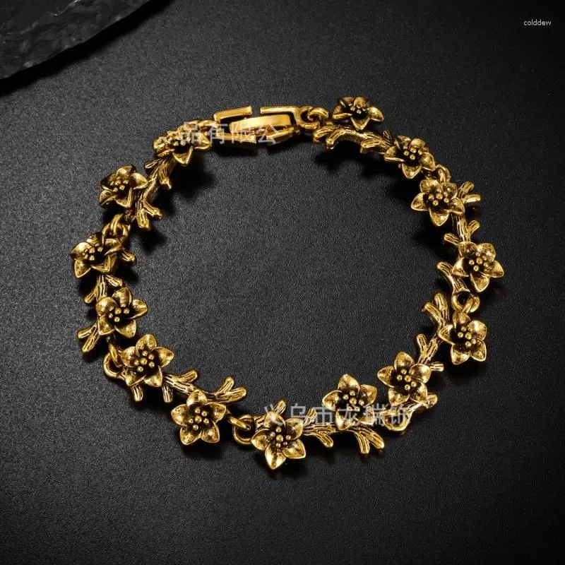 Charm armband 2023 vintage guldfärg blomma för kvinnliga män boho stil etnisk brud armband mode bröllop smycken gåvor