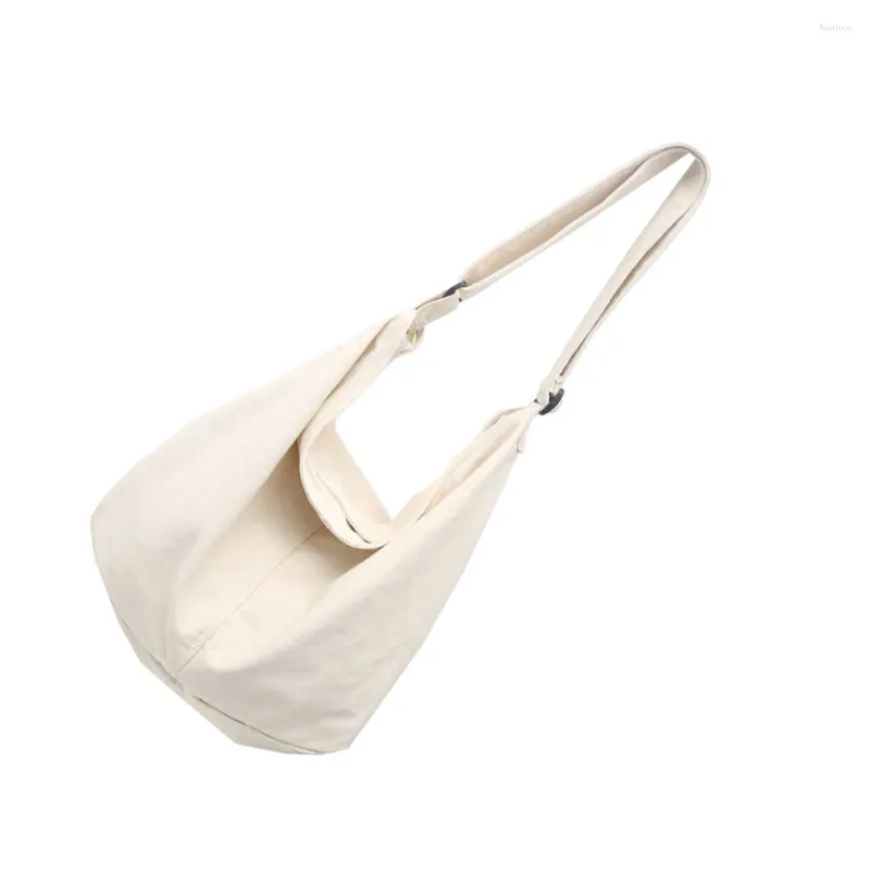 Plunjezakken Witte lichtgewicht en duurzame dames canvas handtas met grote capaciteit Stijlvolle stoffen schoudertas Vrouwelijke handtassen