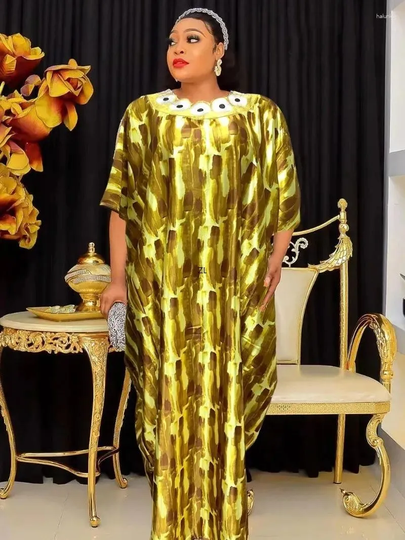 Этническая одежда, синие, желтые платья больших размеров для женщин, 2023, африканское осеннее платье с круглым вырезом, элегантное длинное платье макси, мусульманская мода, Абая