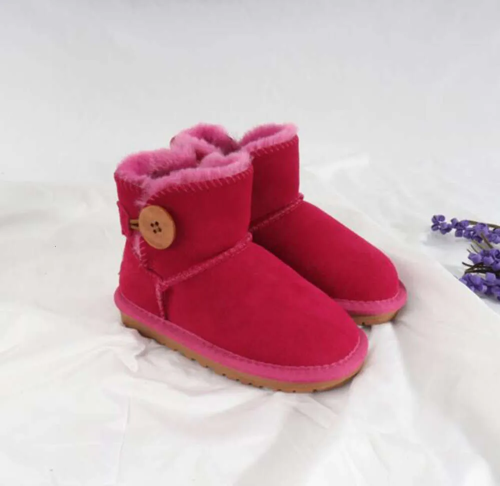 bambini Bailey 2 fiocchi stivali in vera pelle per bambini stivali da neve solidi Botas De nieve inverno ragazze calzature bambino ragazze Boots138
