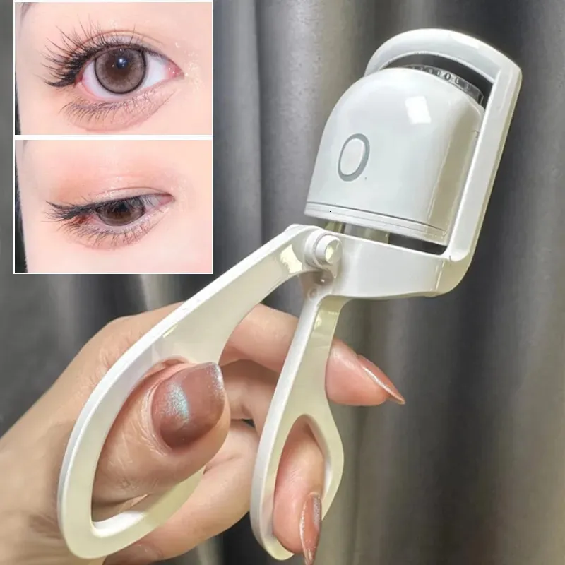 Eyelash Curler Eyelash Curler Eye Lashes Curling Clip Portable Långvarig elektrisk uppvärmd Comb Eye Lash Perm Cosmetic Makeup Tool Tillbehör 231018